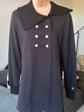 HOOKED UP BY IOT Black Military Style Knit Jacket XL